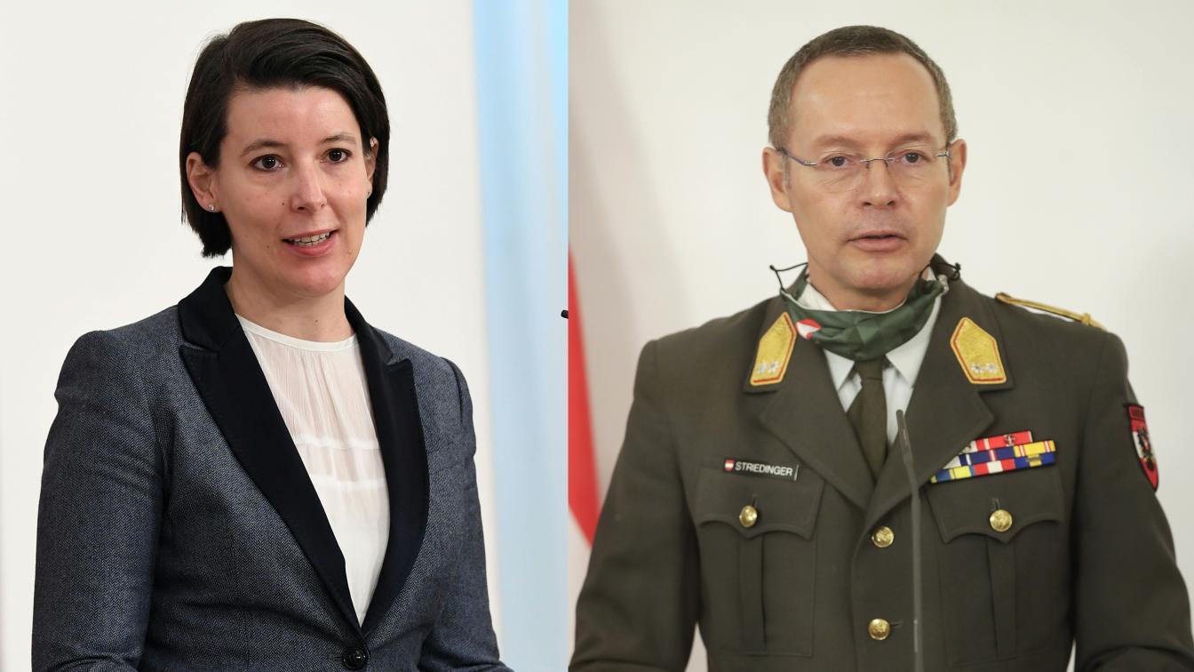 Dr. Katharina Reich (links), Generalmajor Rudolf Striedinger