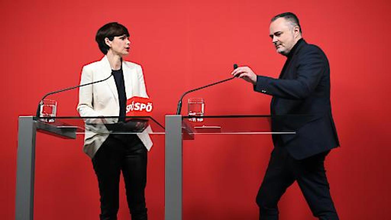 SPÖ-Chefin Pamela Rendi-Wagner und der burgenländische Landeshauptmann Hans Peter Doskozil (SPÖ) 2020 bei einer gemeinsamen Pressekonferenz.