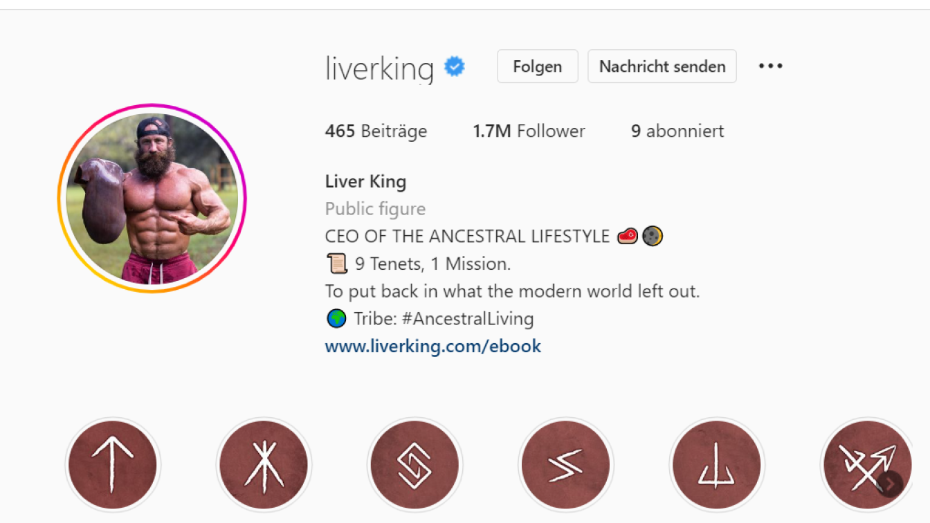Instagram-Profil des "Liver King"