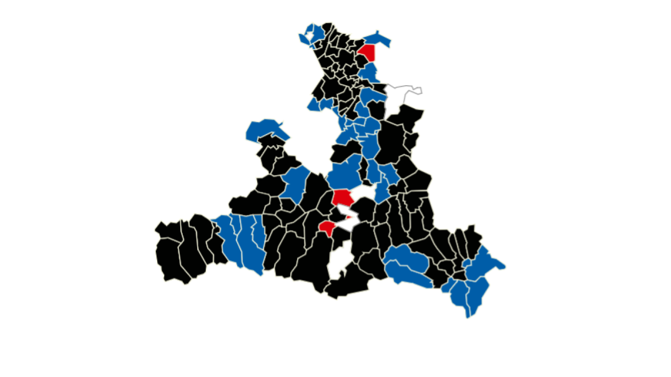 Eine Karte der Gemeindeergebnisse bei der Salzburger Landtagswahl