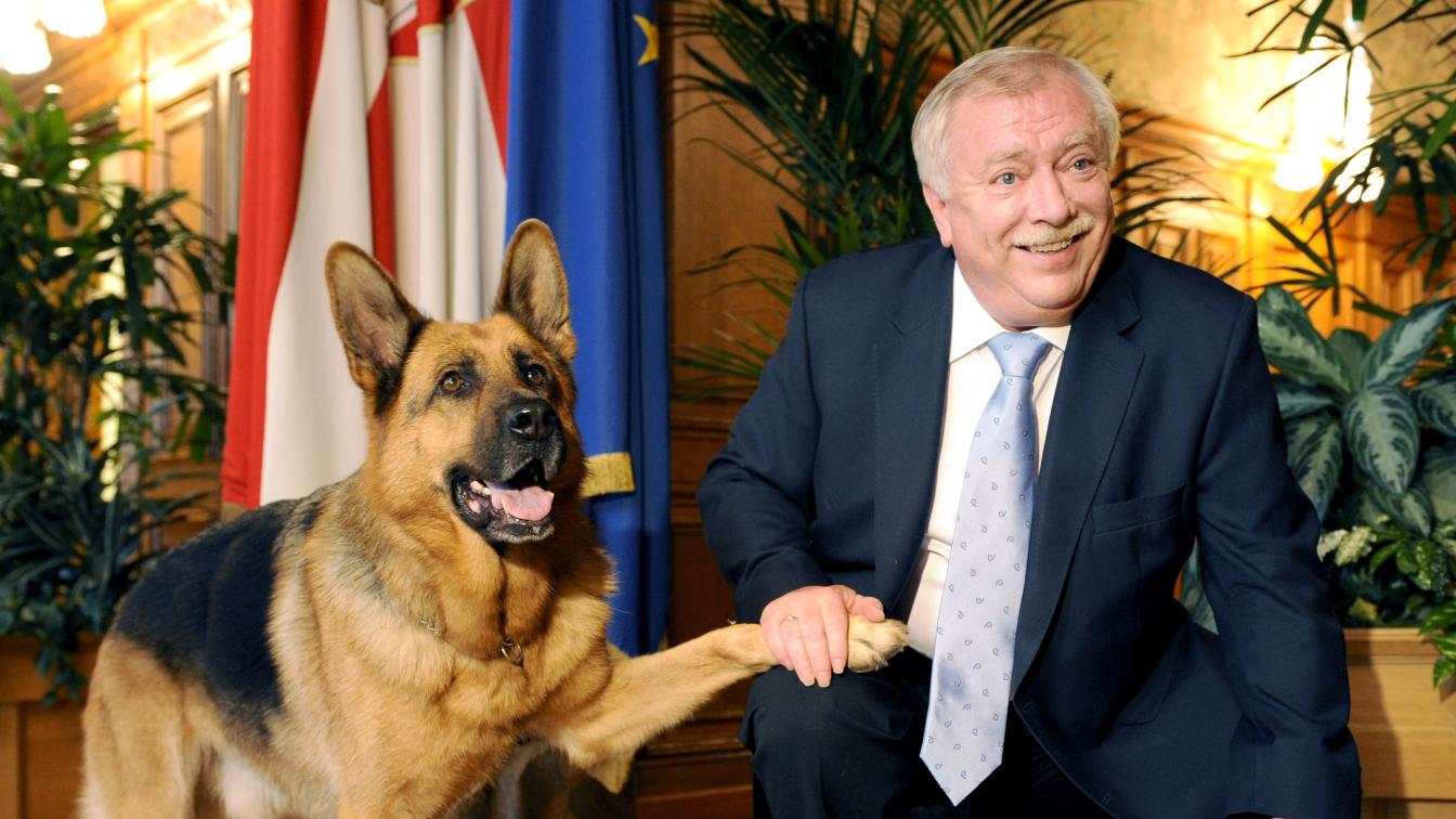 Der Darsteller des "Kommissar Rex" war am Mittwoch, 20. August 2008, zu Besuch beim damaligen Wiener Bürgermeister Michael Häupl.