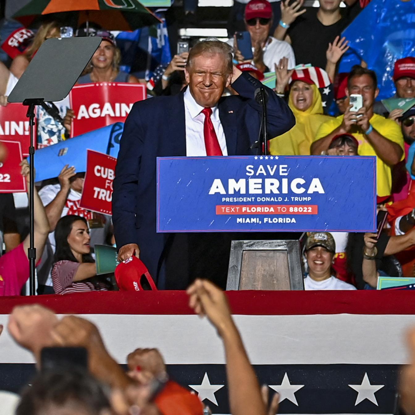 Ex-president Donald Trump holds a 'Save America' rally with SenatorMarco Rubio ahead of midterm elections