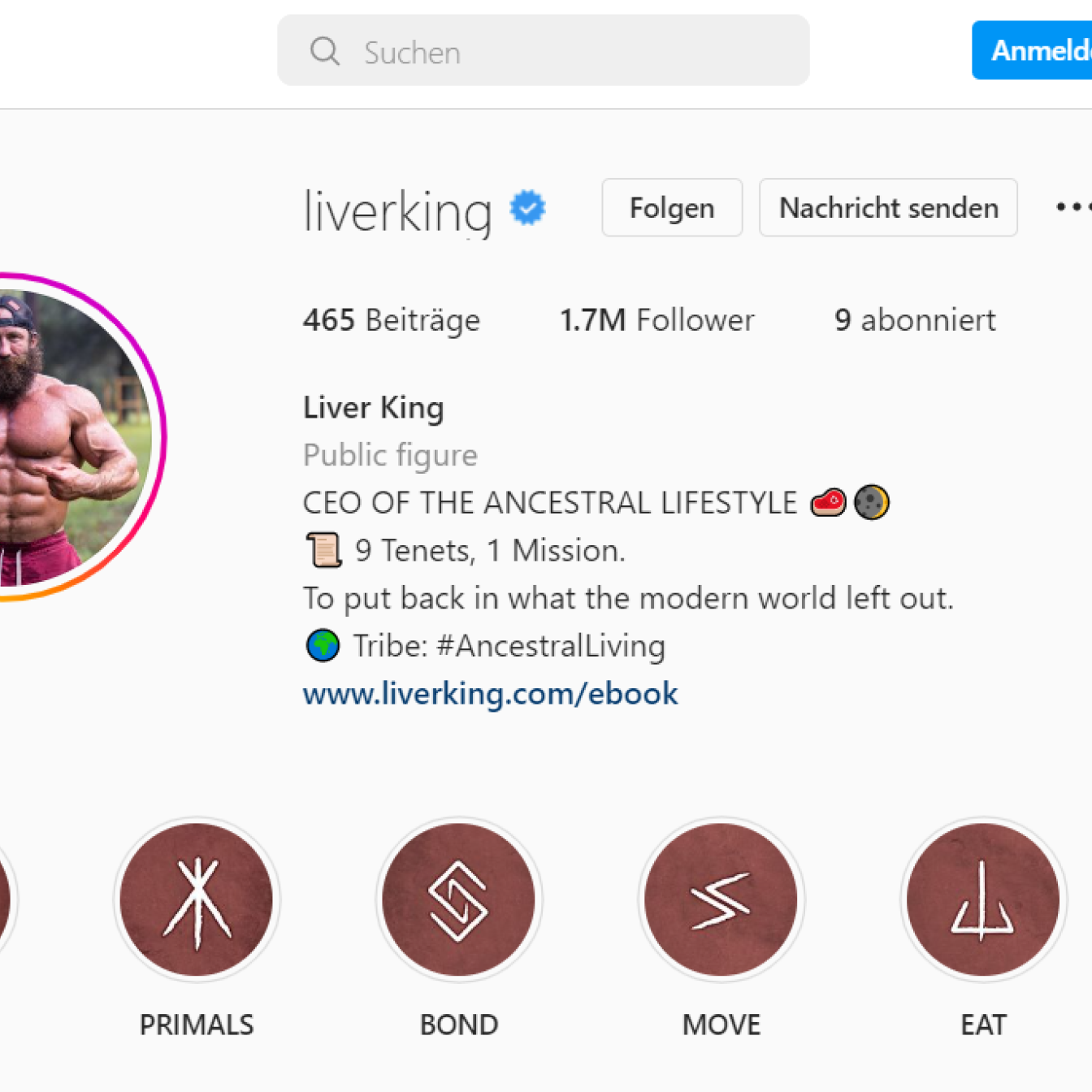 Instagram-Profil des "Liver King"