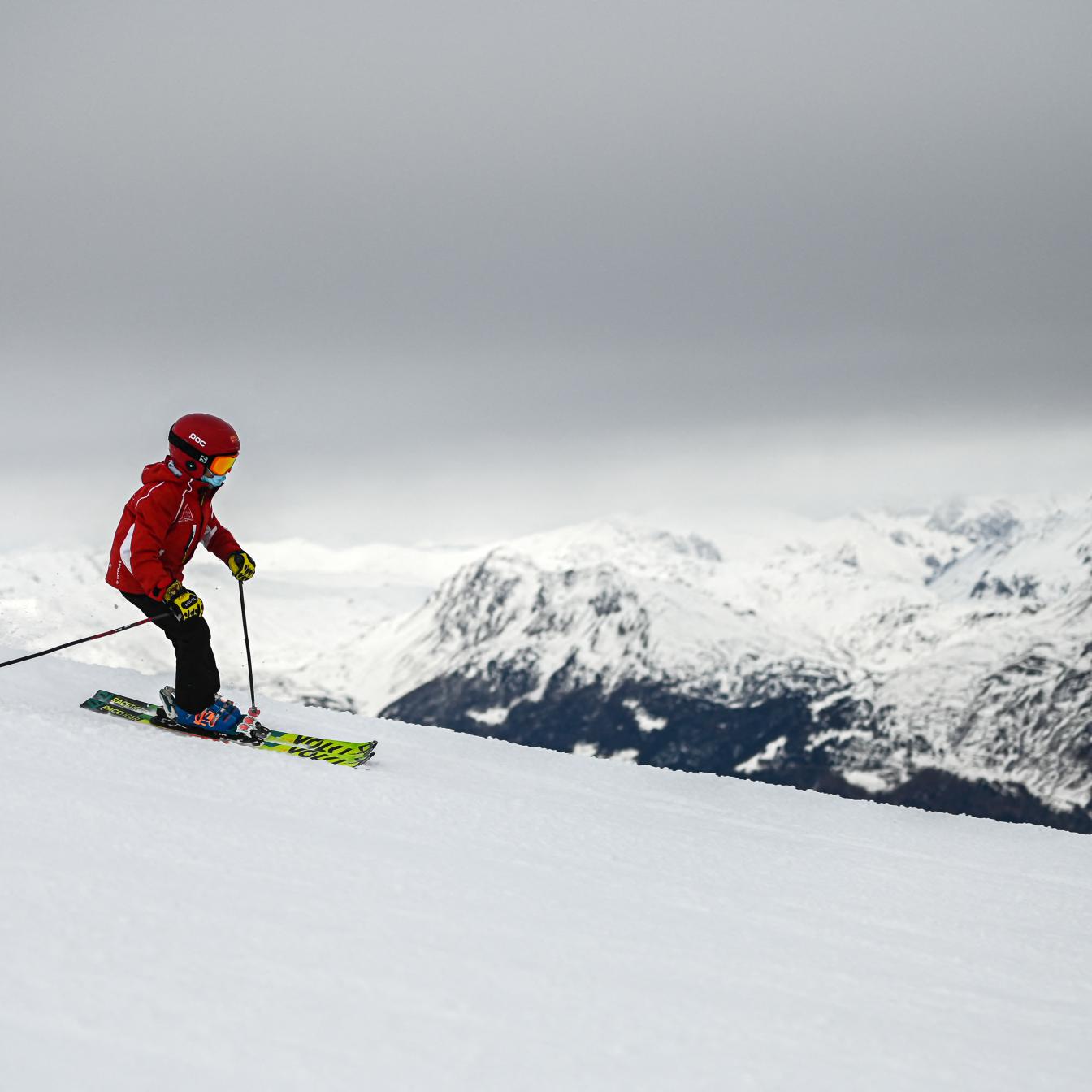 A child skis as ski resorts