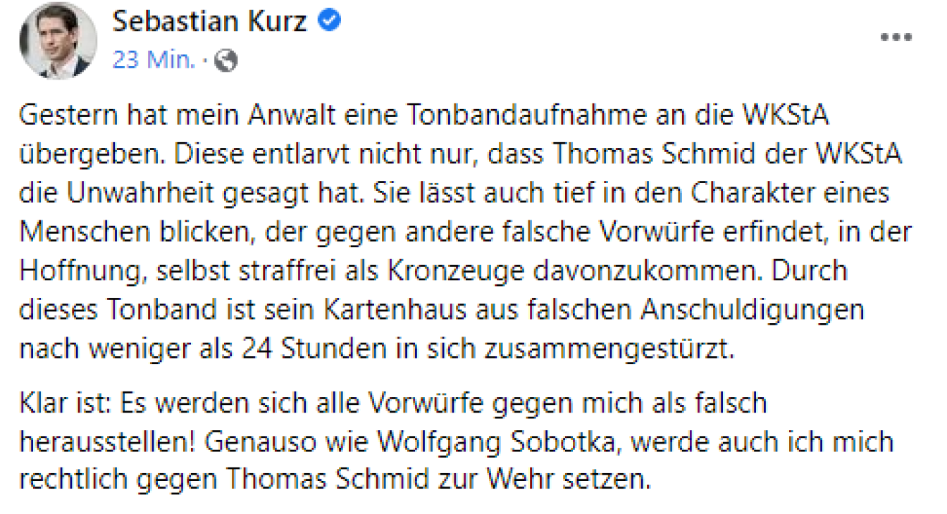Sebastian Kurz auf Facebook