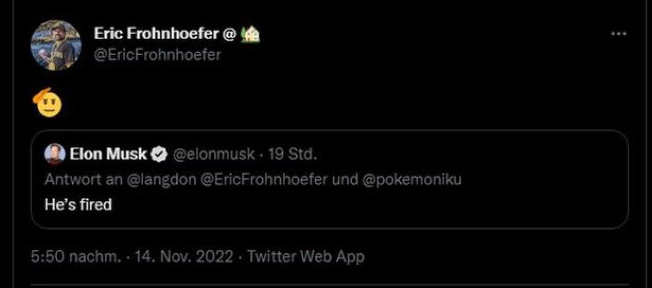 Eric Frohnhoefer vs. Elon Musk