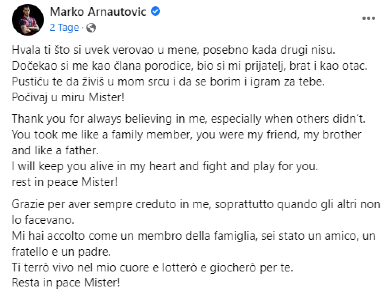 Marko Arnautovic verabschiedet sich von Trainerlegende