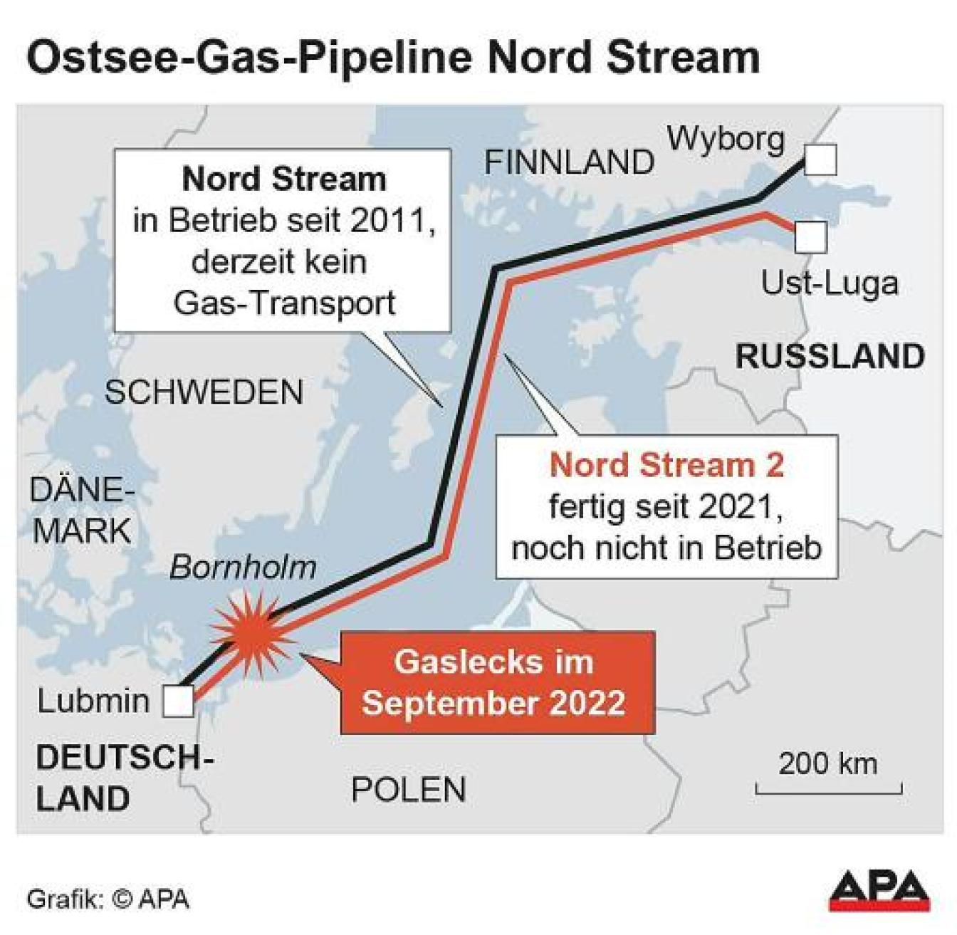 Ostesee-Karte mit den Pipelines.