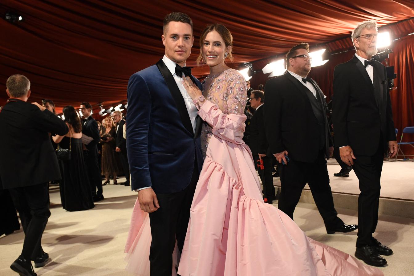 US actress Allison Williams and German actor Alexander Dreymon attends the 95th Annual Academy Awards at the Dolby Theatre in Hollywood