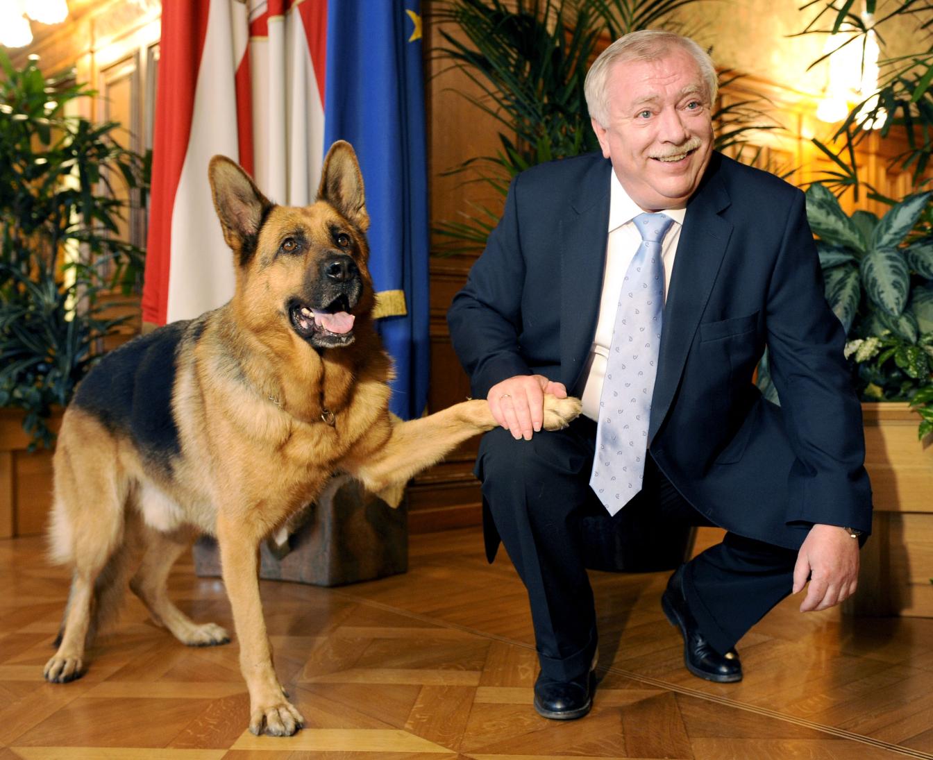 Der Darsteller des "Kommissar Rex" war am Mittwoch, 20. August 2008, zu Besuch beim damaligen Wiener Bürgermeister Michael Häupl.